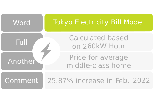 Tokyo Electricity Bill Model 260kWH 2018--2022