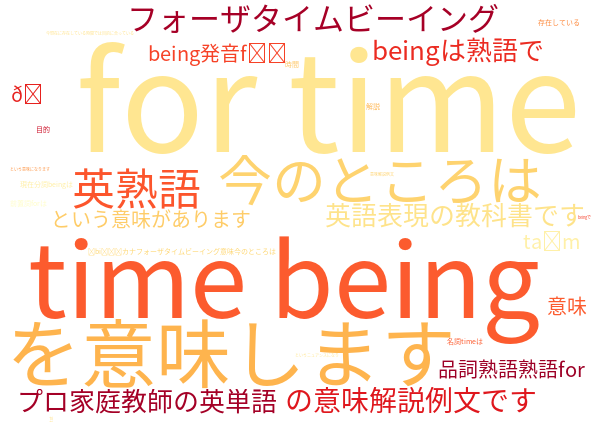 for the time being 今のところは 意味解説例文