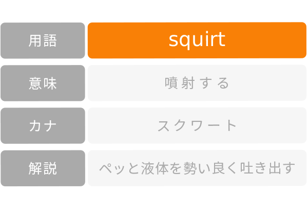 squirt スクワート 噴射する 意味解説例文
