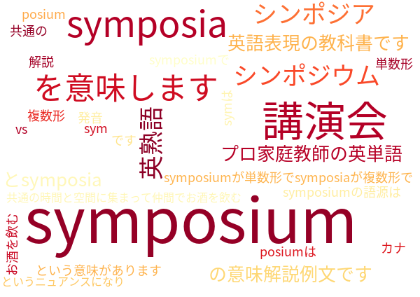 symposiumが単数 symposiaが複数 講演会 意味解説