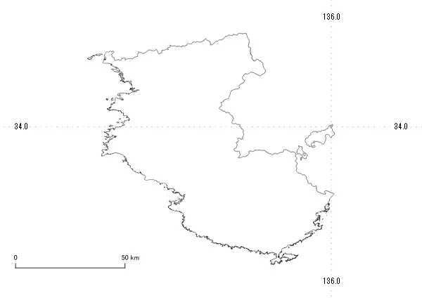 白地図＋座標 和歌山県 無料ダウンロード